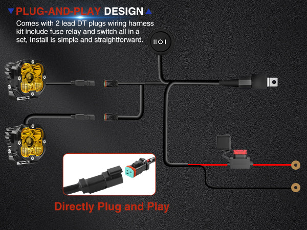 Neblinero led 3 pulgadas 50W par + ramal eléctrico + tapa