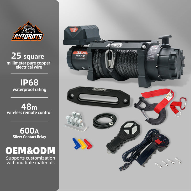 Winche 13.500 lbs 12v piola sintética