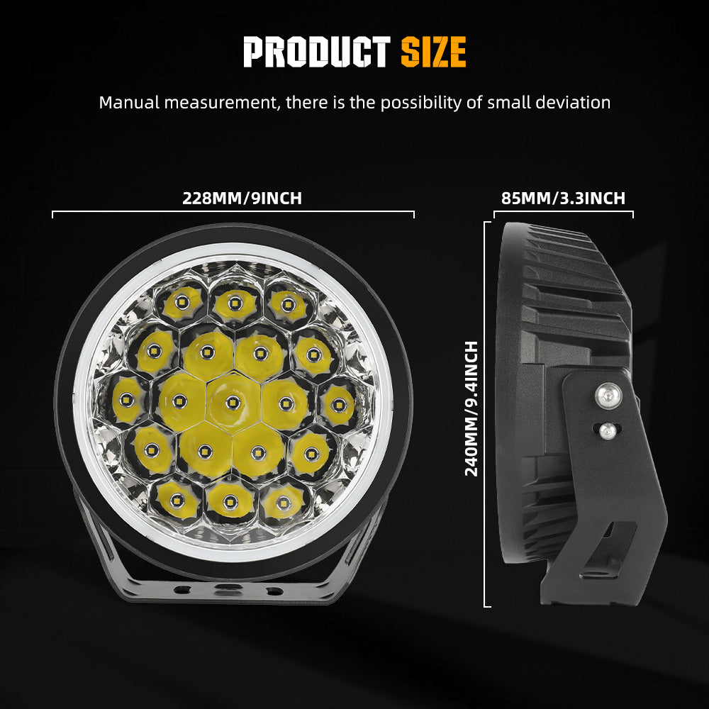 Foco 9 pulgadas par + ramal eléctrico + tapa
