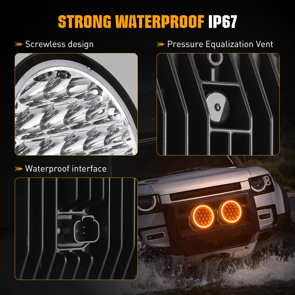 Foco 9 pulgadas par + ramal eléctrico + tapa
