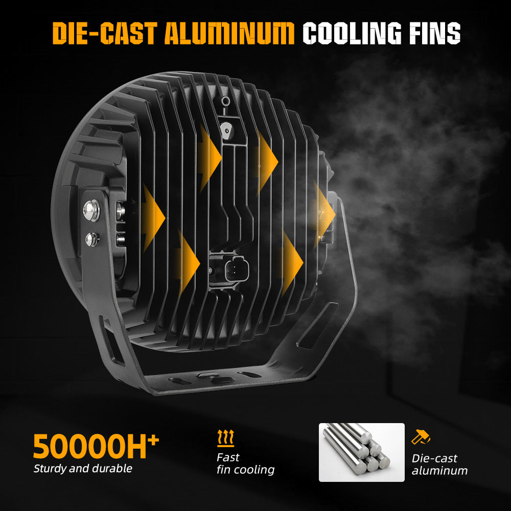 Foco 9 pulgadas par + ramal eléctrico + tapa